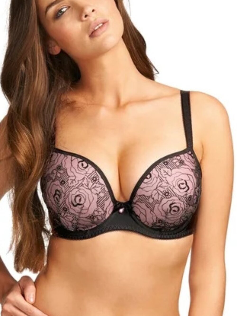 Freya Deco Darling Underwire Molded Plunge Bra in Noir, Size 36G